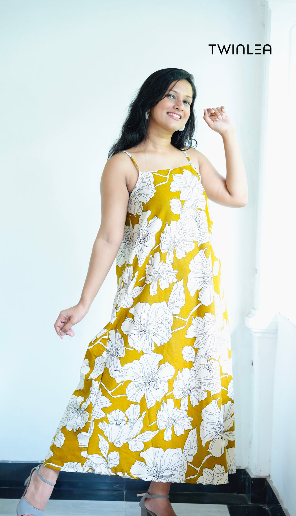 Mustard Yellow Floral Maxi Dress