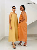 Camisole Dress - Golden Wheat and Sunset Orange