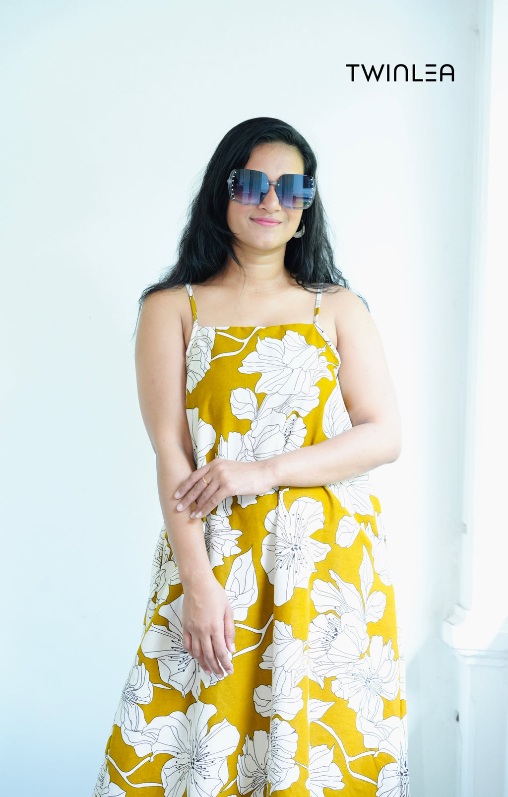 Mustard Yellow Floral Maxi Dress