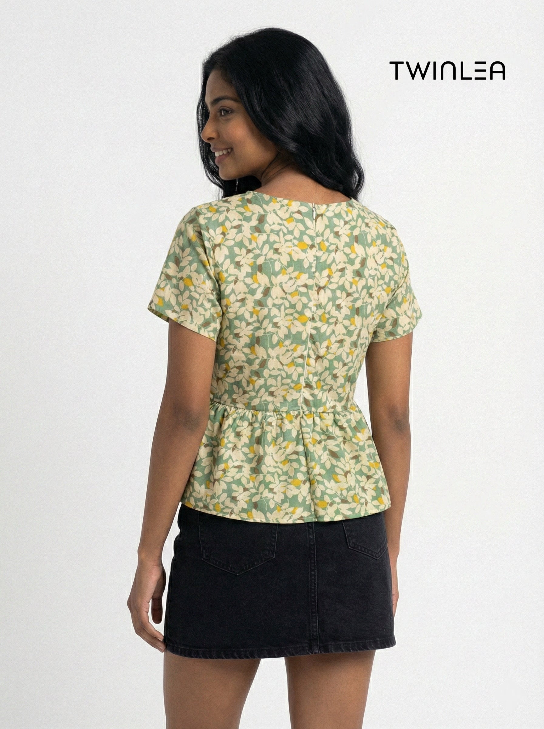 Tropical Leaf Peplum Top - Twinlea