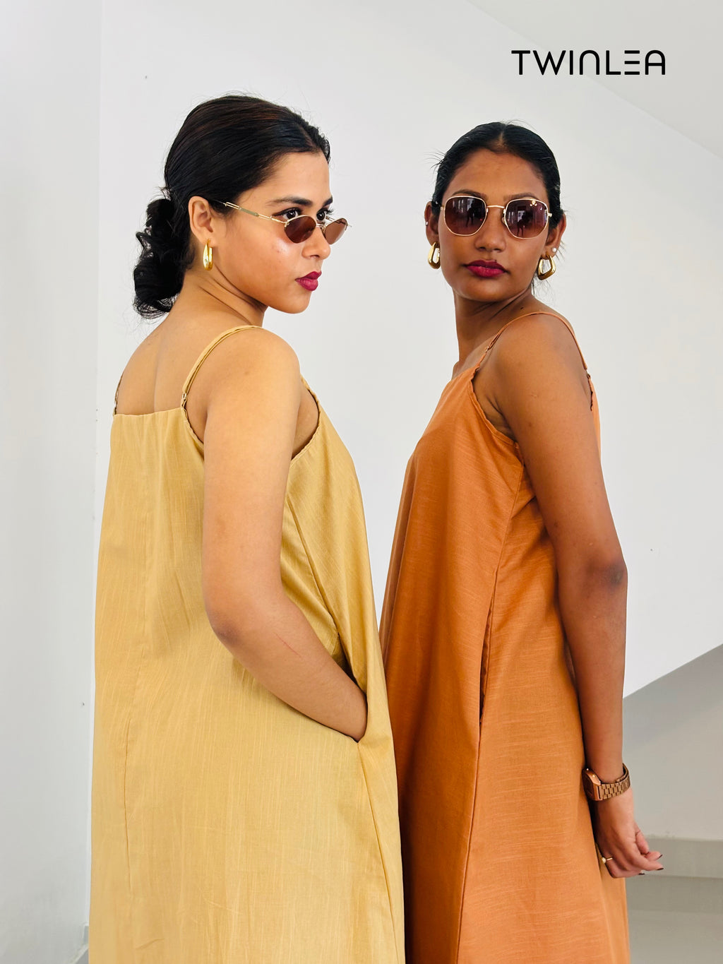 Camisole Dress - Golden Wheat and Sunset Orange