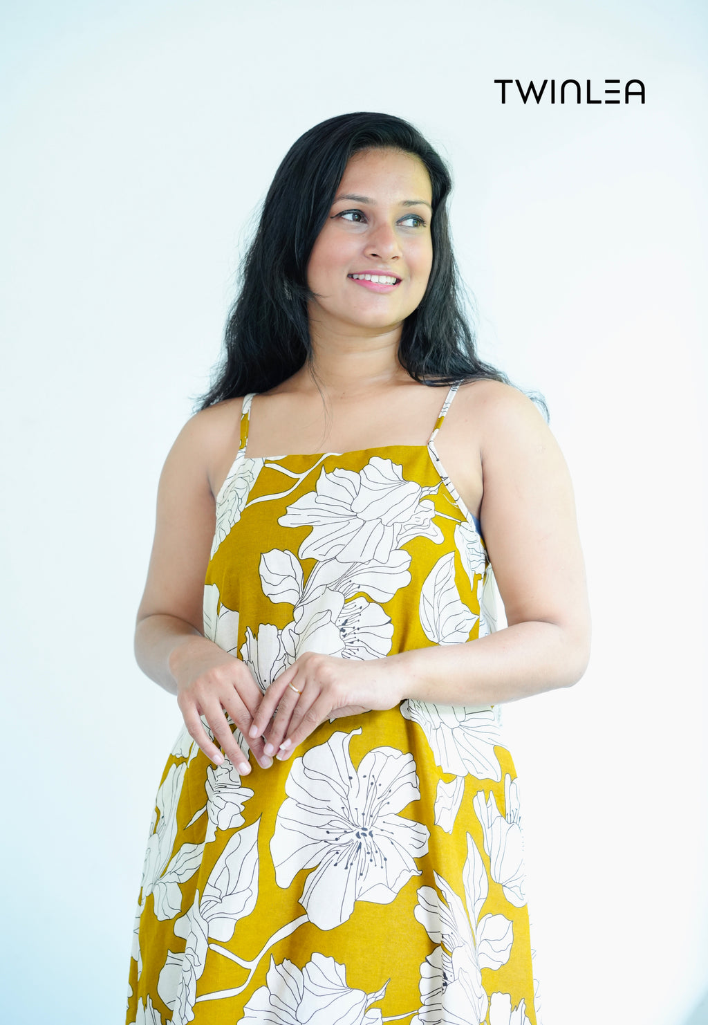 Mustard Yellow Floral Maxi Dress