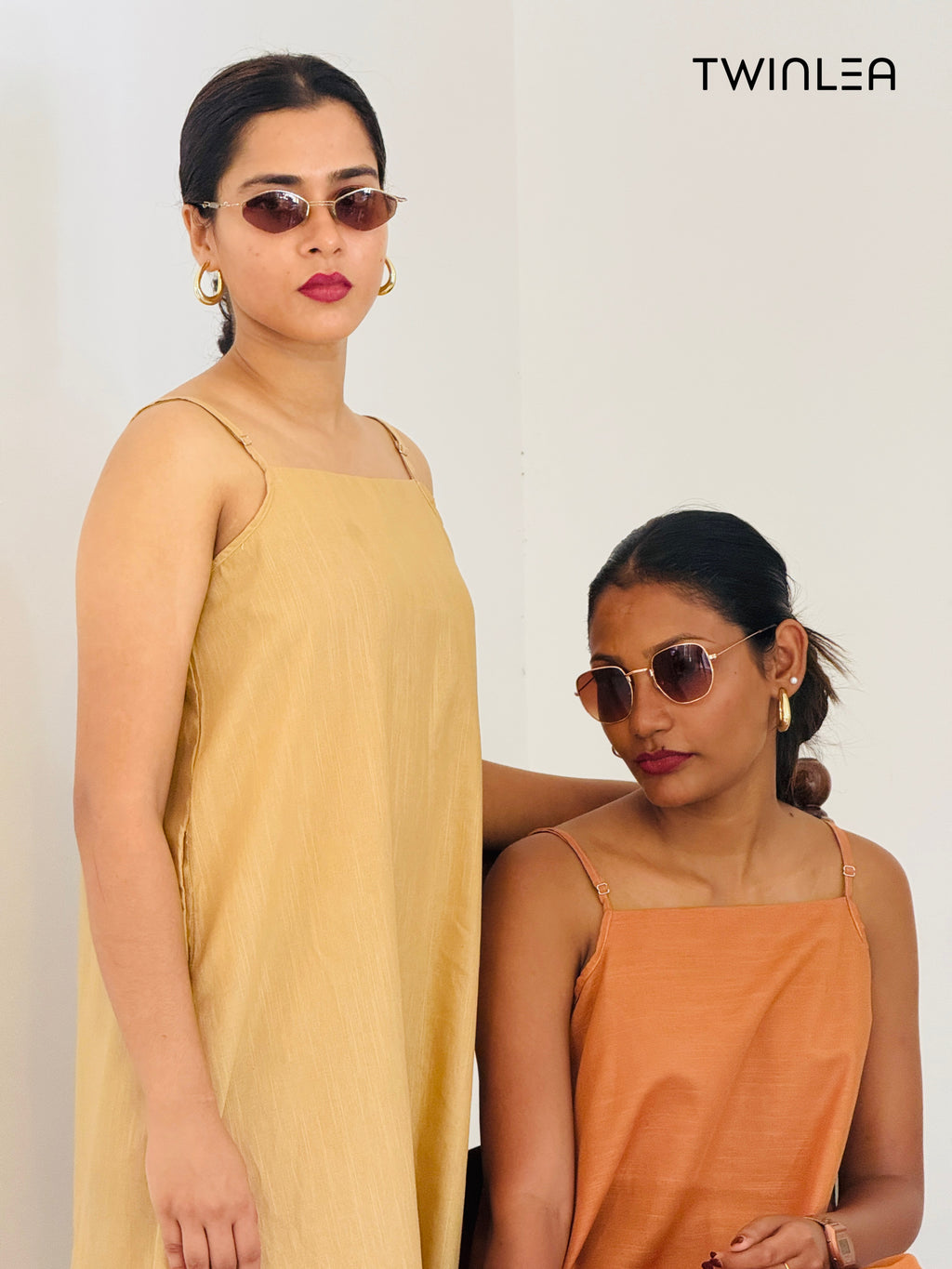 Camisole Dress - Golden Wheat and Sunset Orange