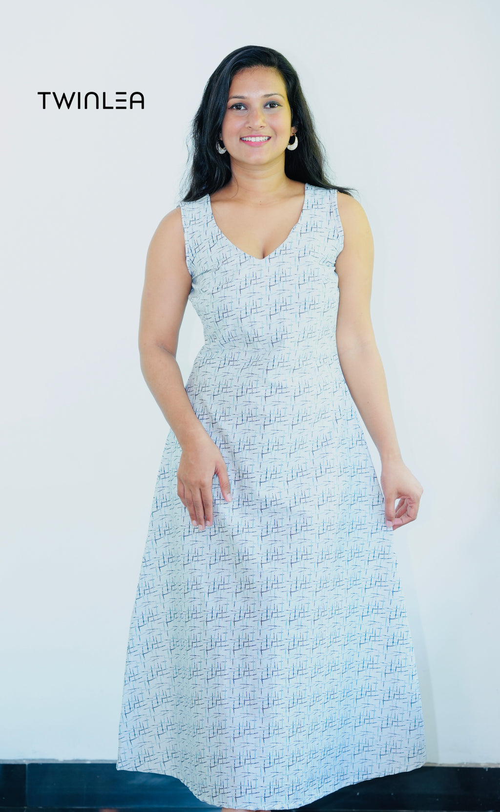 Abstract Line V-Neck Maxi Dress