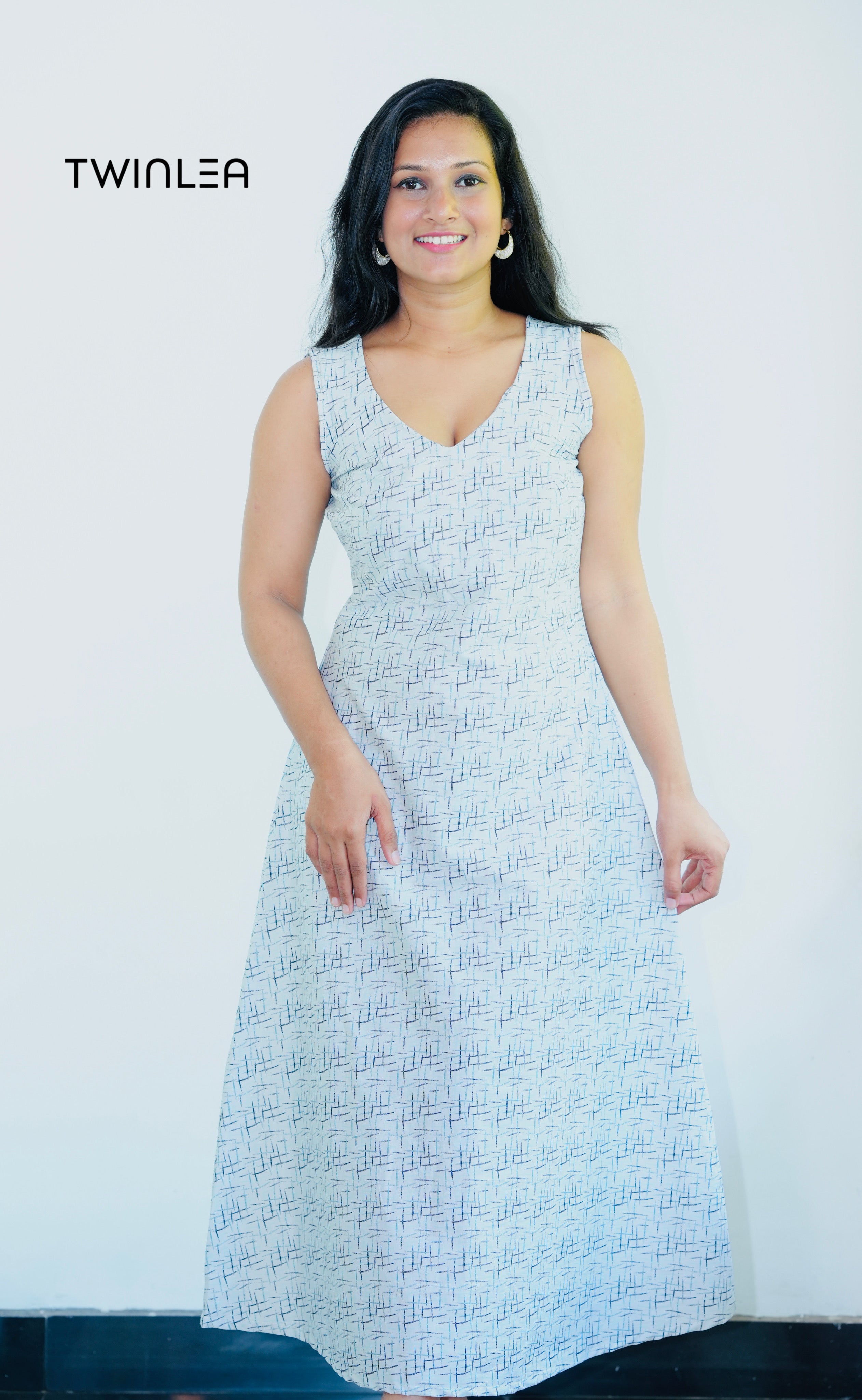 Abstract Line V-Neck Maxi Dress