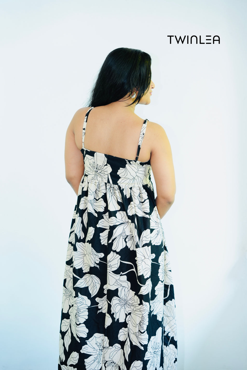 Floral Black & Cream Maxi Dress