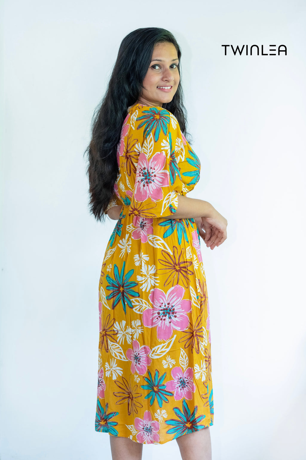 Yellow Blossom Wrap Dress