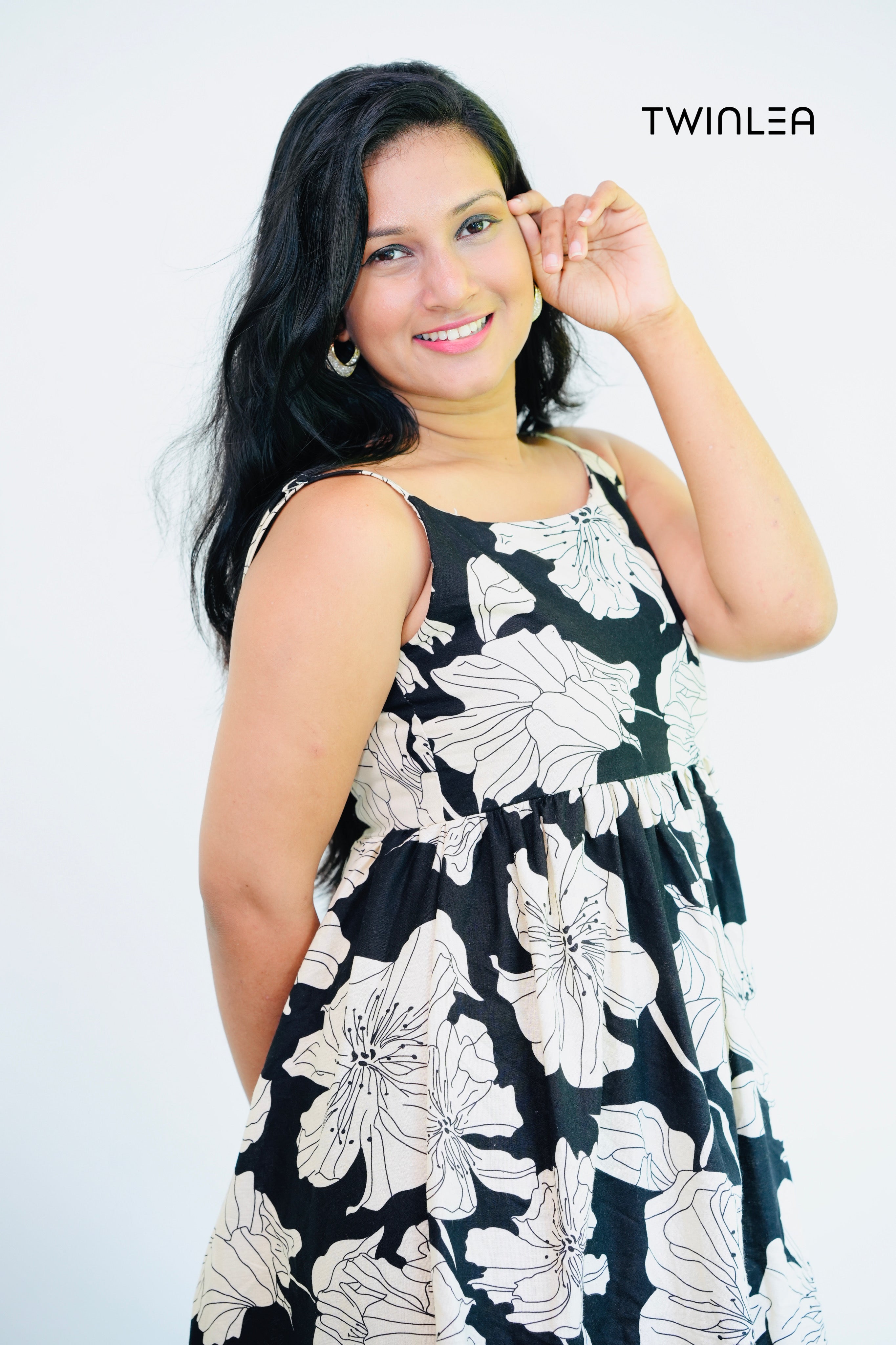 Floral Black & Cream Maxi Dress