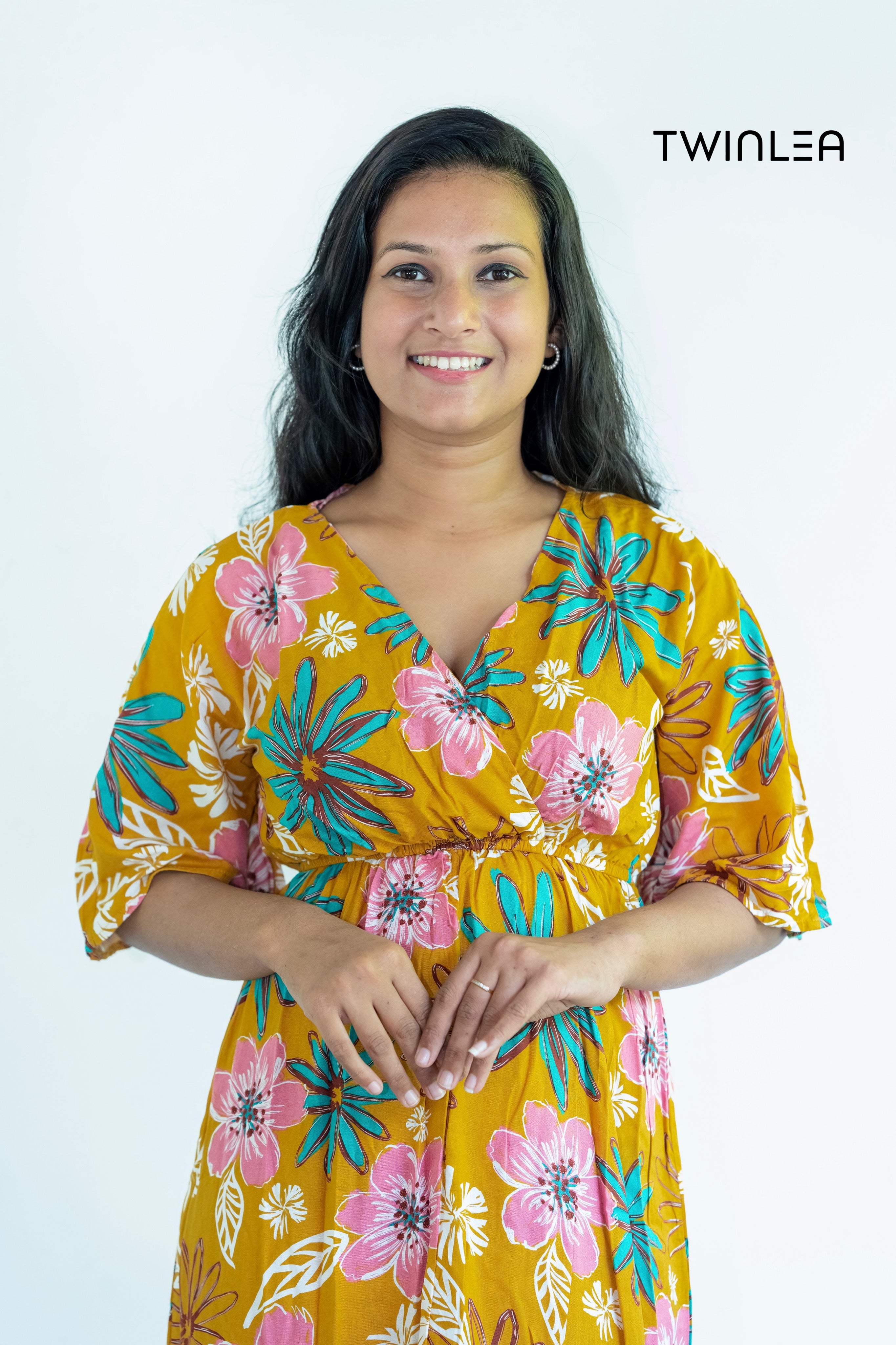 Yellow Blossom Wrap Dress