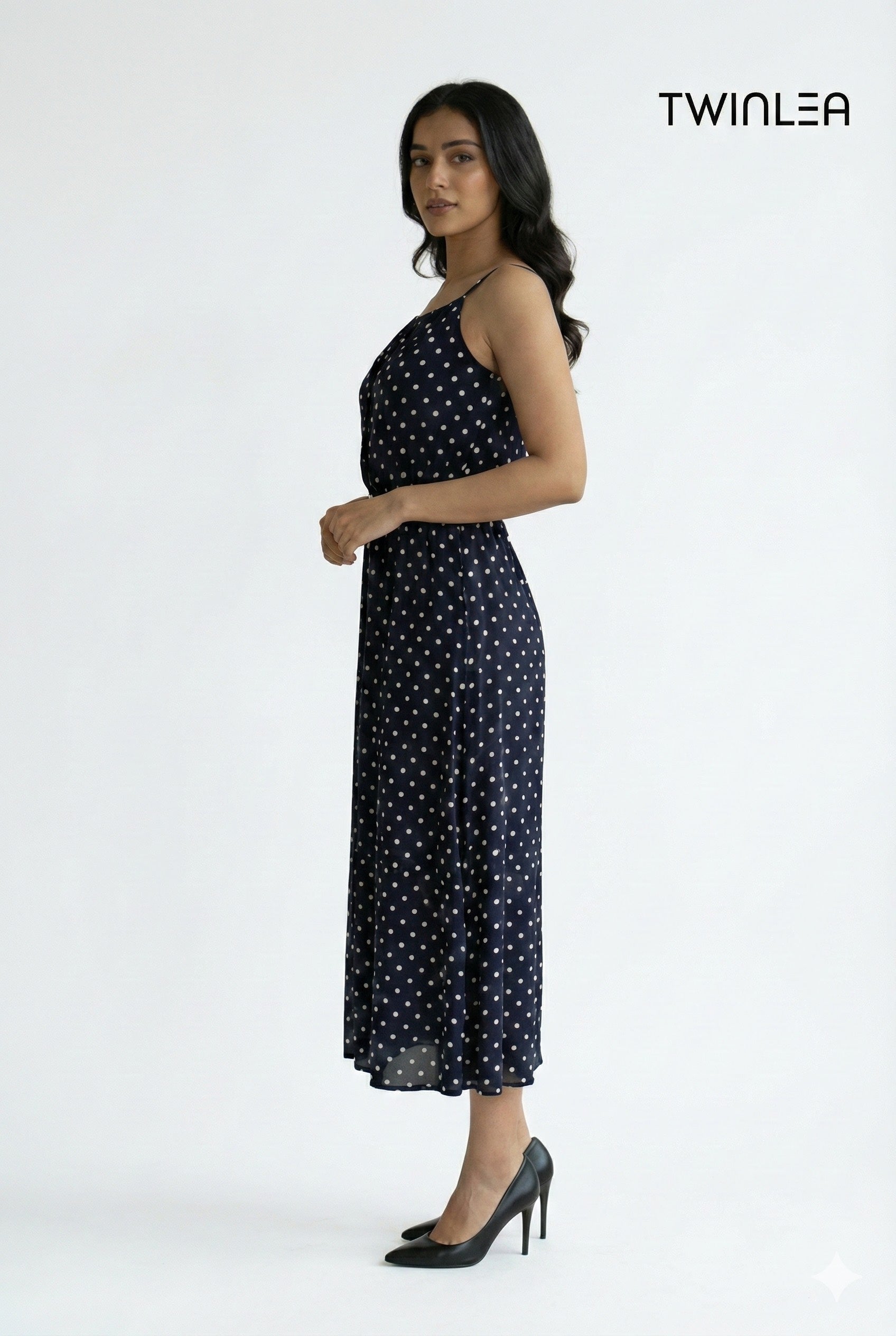 Twinlea Midnight Polka Midi Frock